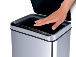 Poubelle q-connect metallique ouverture automatique capacite 80l