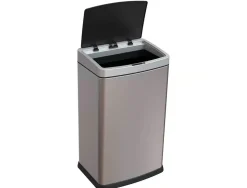 Poubelle q-connect metallique ouverture automatique capacite 60l