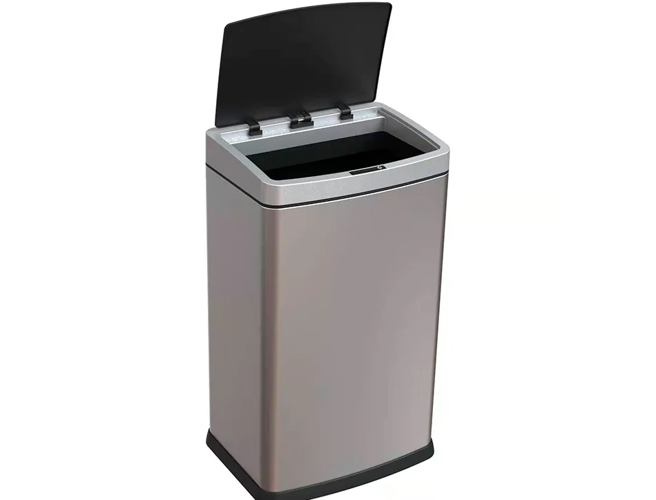 Poubelle q-connect metallique ouverture automatique capacite 60l