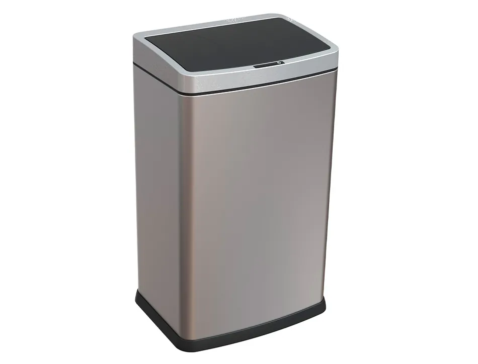 Poubelle q-connect metallique ouverture automatique capacite 60l
