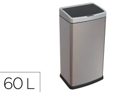 Poubelle q-connect metallique ouverture automatique capacite 60l
