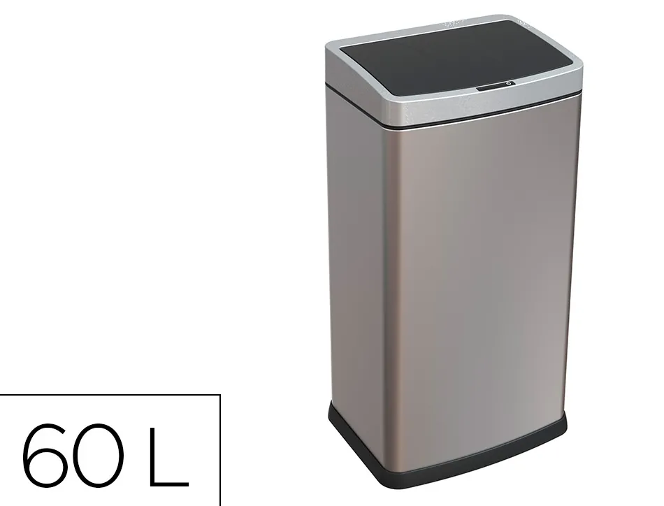 Poubelle q-connect metallique ouverture automatique capacite 60l
