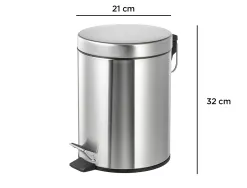 Poubelle q-connect métallique effet miroir pédale 6l 320x210mm