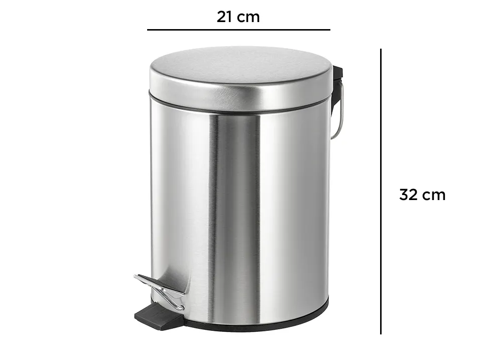 Poubelle q-connect métallique effet miroir pédale 6l 320x210mm