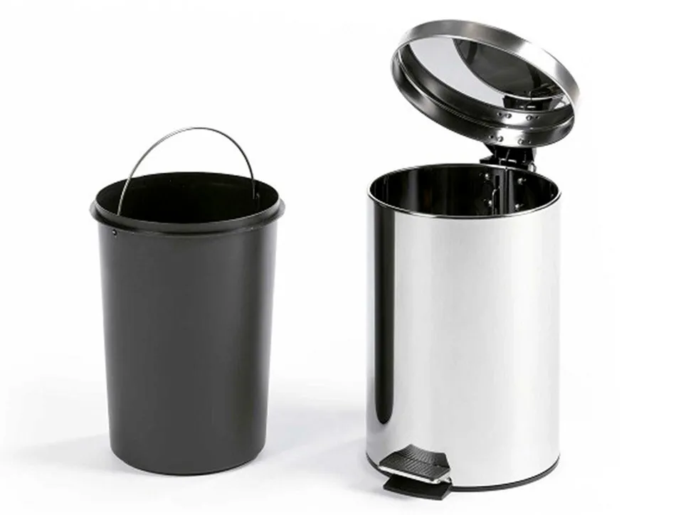 Poubelle q-connect métallique effet miroir pédale 6l 320x210mm