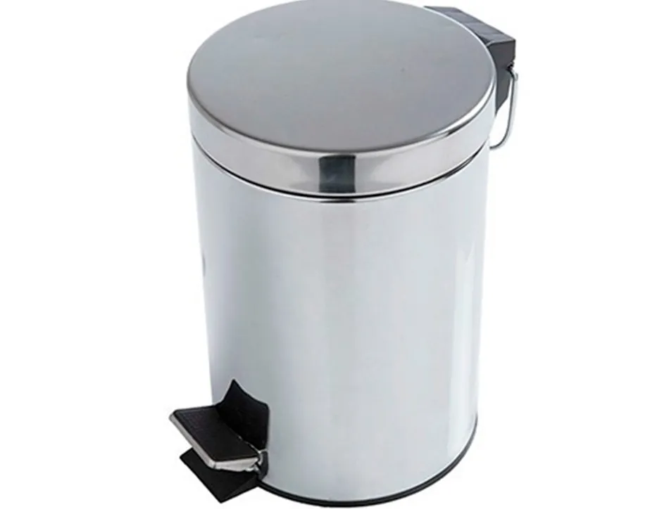 Poubelle q-connect métallique effet miroir pédale 6l 320x210mm