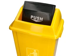 Poubelle q-connect plastique couvercle basculant 58l 470x330x760mm coloris jaune