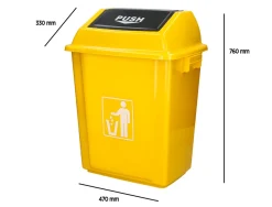 Poubelle q-connect plastique couvercle basculant 58l 470x330x760mm coloris jaune