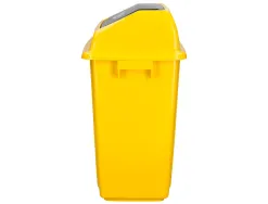 Poubelle q-connect plastique couvercle basculant 58l 470x330x760mm coloris jaune