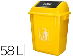 Poubelle q-connect plastique couvercle basculant 58l 470x330x760mm coloris jaune