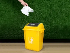 Poubelle q-connect plastique couvercle basculant ouverture facile 2 poignees 20l 340x240x450mm coloris jaune