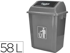 Poubelle q-connect plastique couvercle basculant ouverture facile 2 poignées 58l 470x330x760mm coloris gris