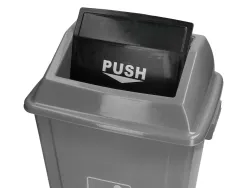 Poubelle q-connect plastique couvercle basculant ouverture facile 2 poignées 58l 470x330x760mm coloris gris