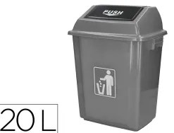 Poubelle q-connect plastique couvercle basculant ouverture facile 2 poignées 20l 340x240x450mm coloris gris