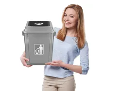 Poubelle q-connect plastique couvercle basculant ouverture facile 2 poignées 20l 340x240x450mm coloris gris