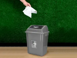 Poubelle q-connect plastique couvercle basculant ouverture facile 2 poignées 20l 340x240x450mm coloris gris