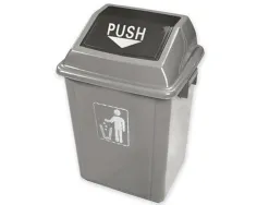 Poubelle q-connect plastique couvercle basculant ouverture facile 2 poignées 20l 340x240x450mm coloris gris
