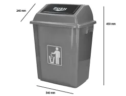 Poubelle q-connect plastique couvercle basculant ouverture facile 2 poignées 20l 340x240x450mm coloris gris