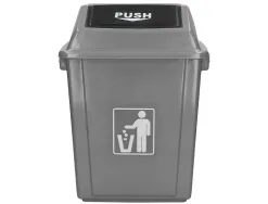 Poubelle q-connect plastique couvercle basculant ouverture facile 2 poignées 20l 340x240x450mm coloris gris