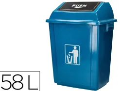 Poubelle q-connect plastique couvercle basculant 58l 470x330x760mm coloris bleu