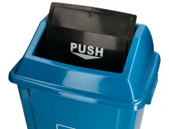 Poubelle q-connect plastique couvercle basculant 58l 470x330x760mm coloris bleu