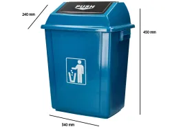 Poubelle q-connect plastique couvercle basculant ouverture facile 2 poignees 20l 340x240x450mm coloris bleu
