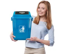 Poubelle q-connect plastique couvercle basculant ouverture facile 2 poignees 20l 340x240x450mm coloris bleu