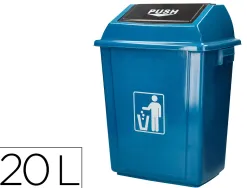 Poubelle q-connect plastique couvercle basculant ouverture facile 2 poignees 20l 340x240x450mm coloris bleu