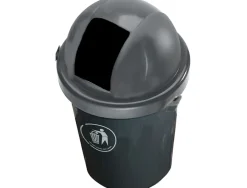 Poubelle q-connect plastique couvercle rond basculant 80l 760x450mm coloris gris
