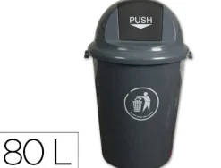 Poubelle q-connect plastique couvercle rond basculant 80l 760x450mm coloris gris