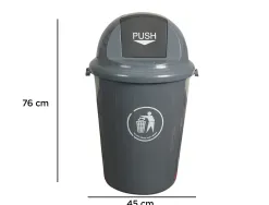 Poubelle q-connect plastique couvercle rond basculant 80l 760x450mm coloris gris