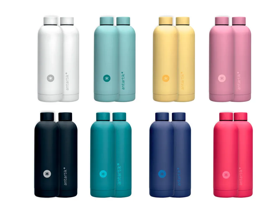 Presentoir antartik bouteille isotherme acier inoxydable sans bpa 750ml coloris assortis 8 unites