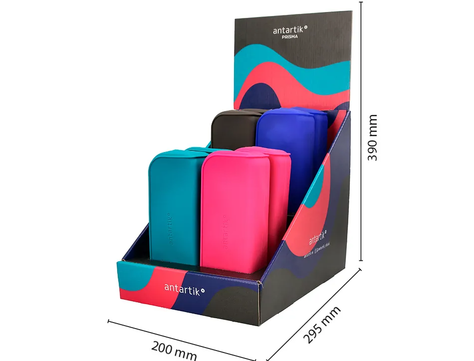 Presentoir antartik fourre-tout modeles prisma coloris fonces 185x50x75mm 8 unites