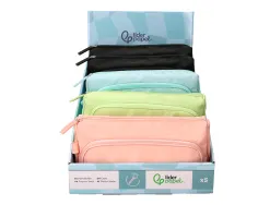 Presentoir de 5 trousses liderpapel minibag 2 fermetures eclair avec poche interieure 290x310x230mm