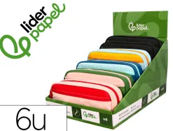 Presentoir de 5 trousses liderpapel duo 3 fermetures eclair avec poche a l'avant 300x230x385mm