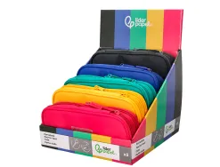 Presentoir de 5 trousses liderpapel color pop 2 fermetures eclair avec 1 compartiment extensible