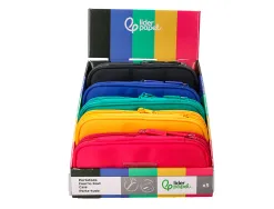 Presentoir de 5 trousses liderpapel color pop 2 fermetures eclair avec 1 compartiment extensible