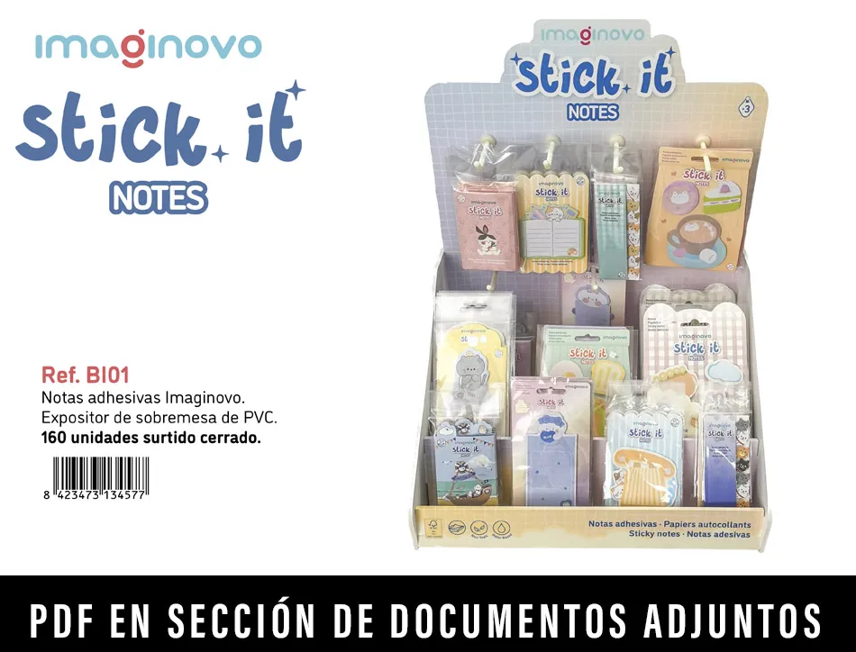 Presentoir de comptoir imaginovo bloc notes adhesifs pvc 160 unites assorties 310x270x420 mm