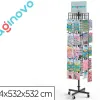 Presentoir imaginovo metallique rotatif autocollants avec 40 crochets reglables assortiment de