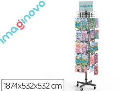 Presentoir imaginovo metallique rotatif autocollants avec 40 crochets reglables assortiment de