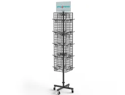 Presentoir imaginovo metallique rotatif autocollants avec 40 crochets reglables assortiment de