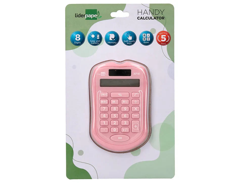 Presentoir liderpapel calculatrice de poche xf44 8 chiffres solaire et piles 94x59,5x10,5mm coloris