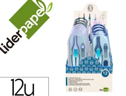 Presentoir liderpapel compas lock device adaptateur universel et mines coloris assortis 12 unites