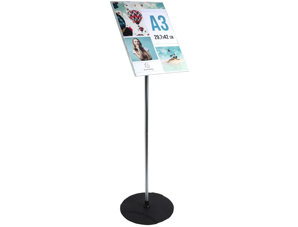 Presentoir pied exacompta aluminium vertical a3 coloris noir