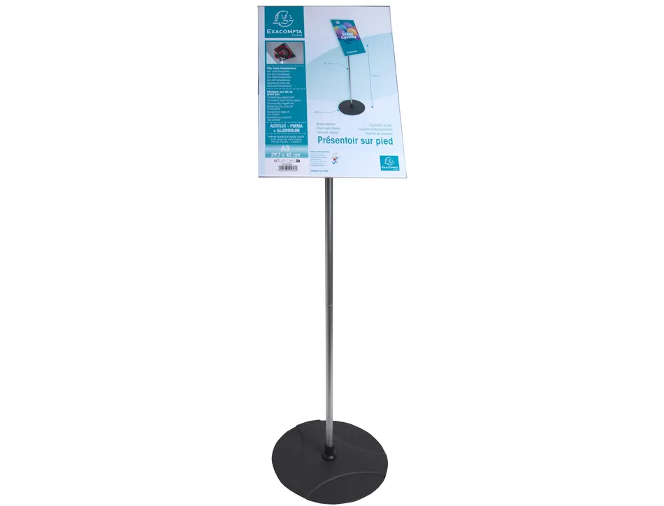 Presentoir pied exacompta aluminium vertical a3 coloris noir