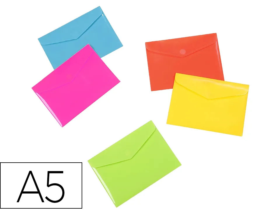 Presentoir viquel pochette enveloppe rainbow pastel a5 250x180mm pp 2/10e brillant fermeture rabat et velcro coloris ass