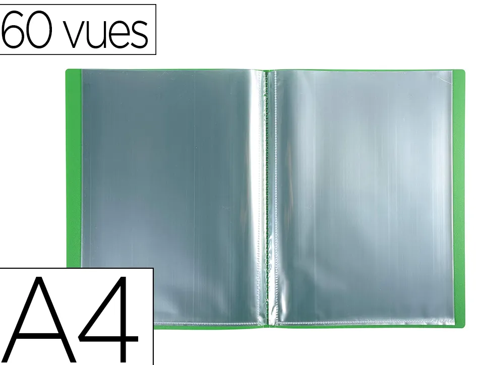 Protege documents exacompta a4 couverture polypro souple mate 60 vues grainees anti reflet coloris vert