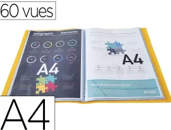 Protege documents exacompta a4 couverture polypro souple mate 60 vues grainees anti reflet coloris jaune