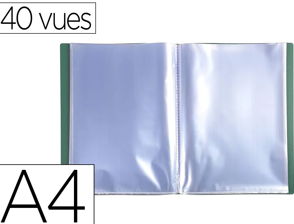 Protege documents exacompta a4 couverture polypro souple mate 40 vues grainees anti reflet coloris vert