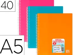 Protege documents spiral school life a5 40 pochettes polypropylene assorti
